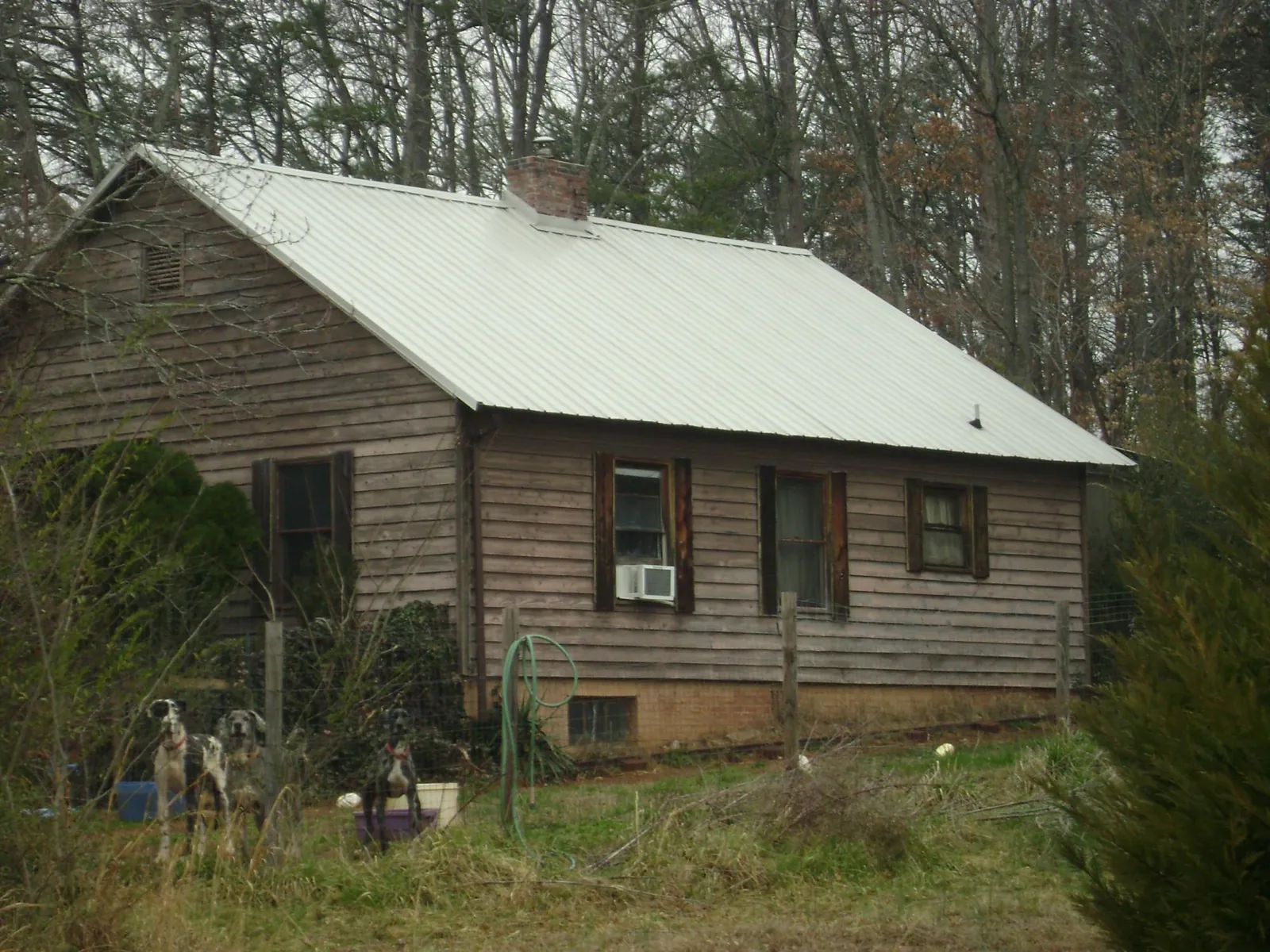 White metal roof on an old wood sided farmhouse, from a Metal Roof Installation job in Stanfield